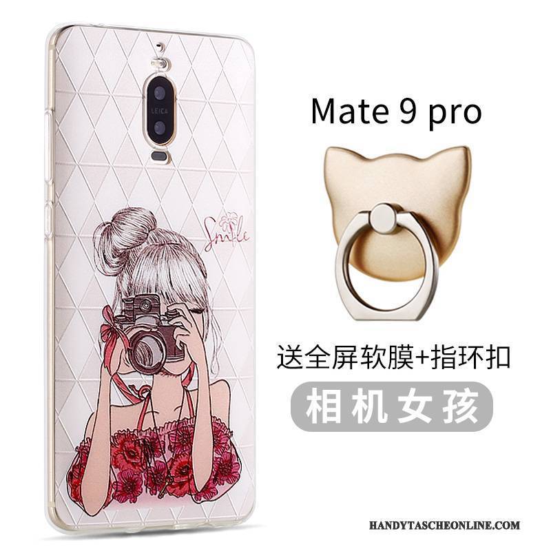 Hülle Huawei Mate 9 Pro Karikatur Nubuck Handyhüllen, Case Huawei Mate 9 Pro Silikon Blau Trend