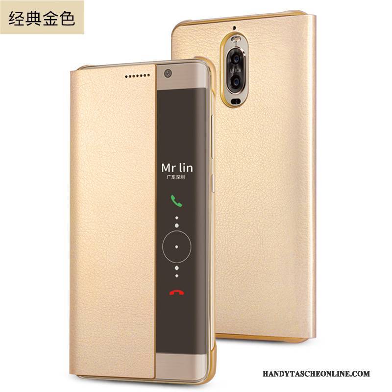 Hülle Huawei Mate 9 Pro Lederhülle Anti-sturz Business, Case Huawei Mate 9 Pro Schutz Gold Handyhüllen