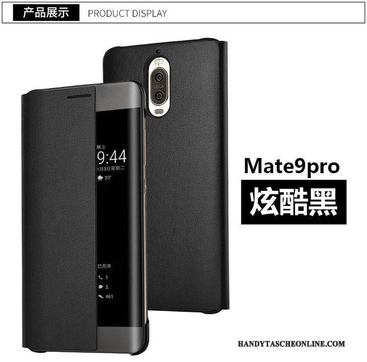 Hülle Huawei Mate 9 Pro Lederhülle Gold Handyhüllen, Case Huawei Mate 9 Pro Folio