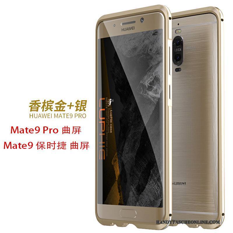 Hülle Huawei Mate 9 Pro Metall Grenze Gold, Case Huawei Mate 9 Pro Schutz Handyhüllen