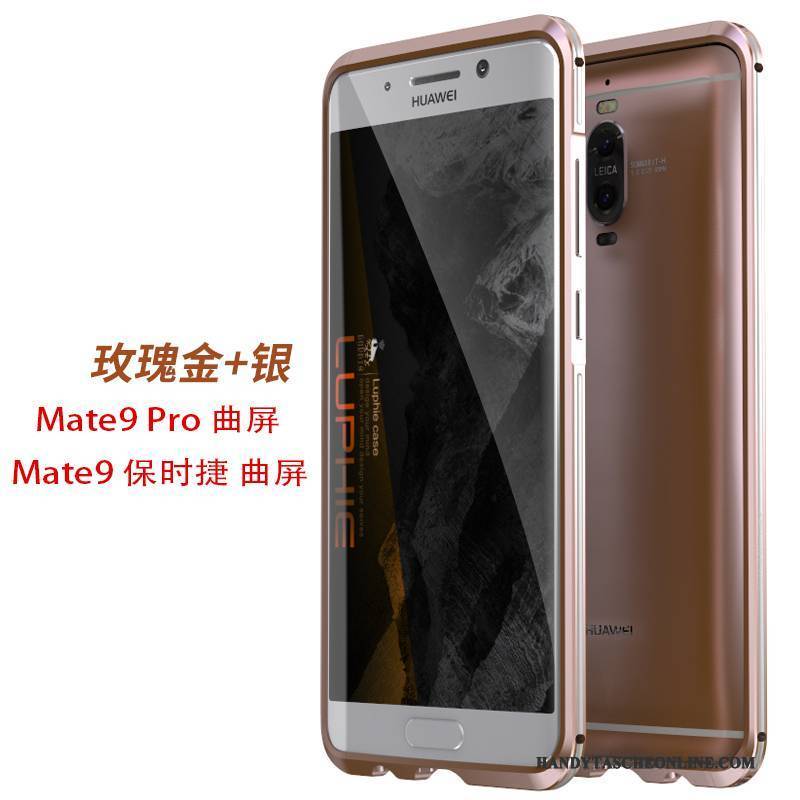 Hülle Huawei Mate 9 Pro Metall Grenze Gold, Case Huawei Mate 9 Pro Schutz Handyhüllen