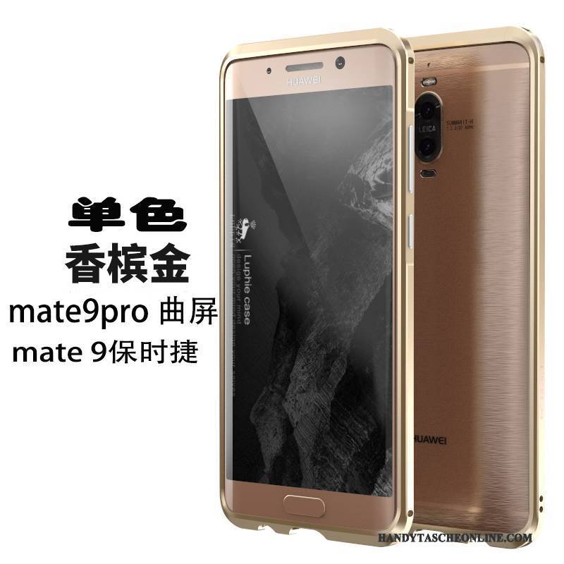 Hülle Huawei Mate 9 Pro Metall Grenze Gold, Case Huawei Mate 9 Pro Schutz Handyhüllen