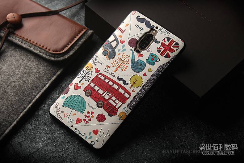 Hülle Huawei Mate 9 Pro Prägung Schlank Anti-sturz, Case Huawei Mate 9 Pro Karikatur Handyhüllen Nubuck