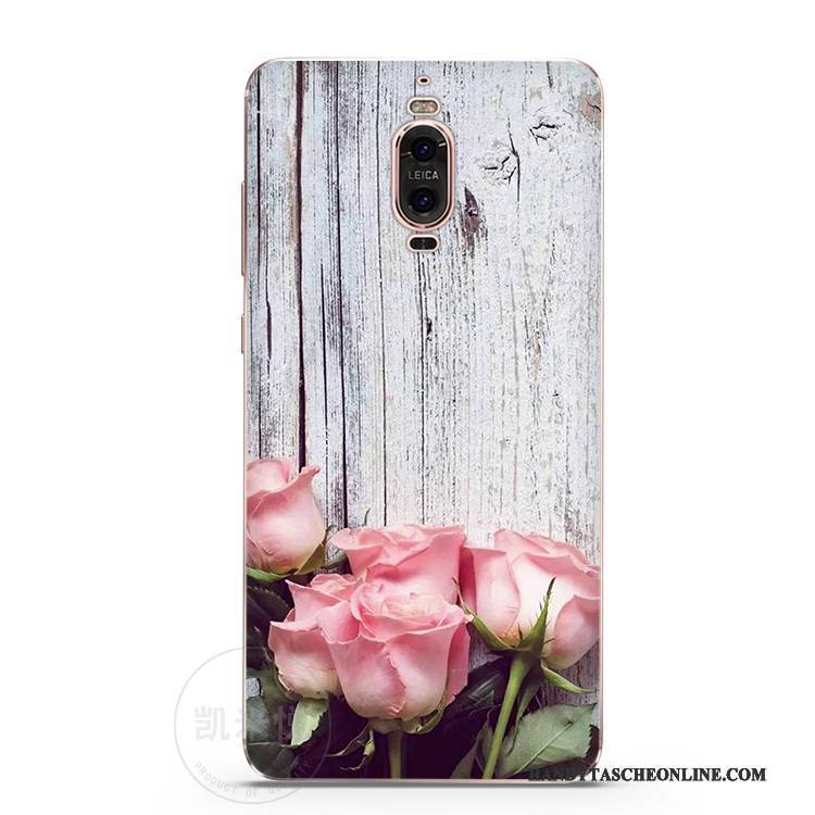 Hülle Huawei Mate 9 Pro Silikon Rosa Blumen, Case Huawei Mate 9 Pro Weiche Schön Persönlichkeit