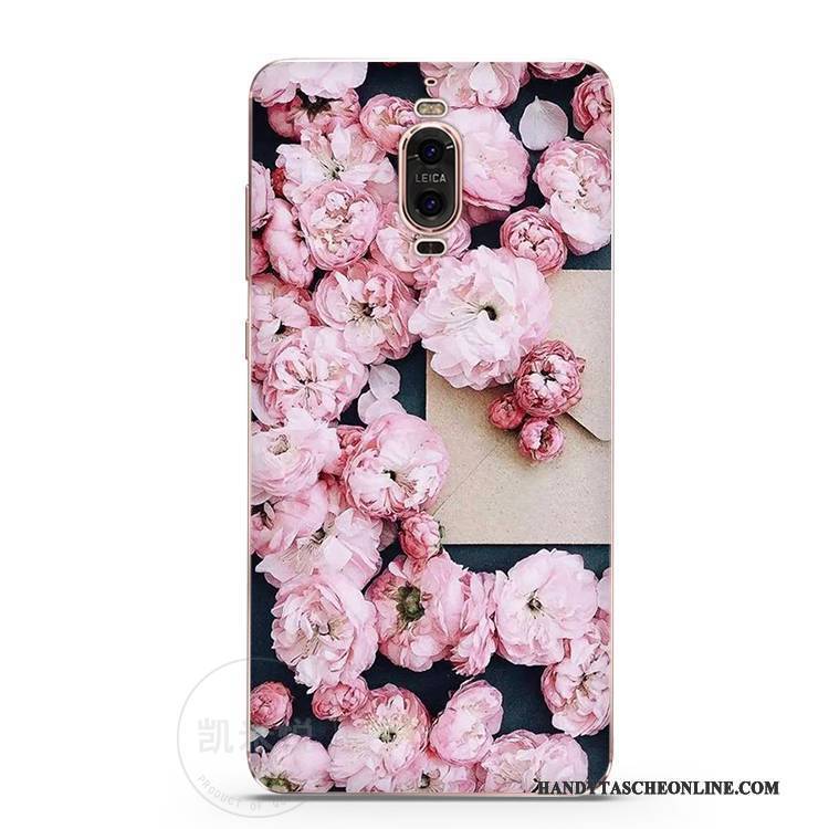 Hülle Huawei Mate 9 Pro Silikon Rosa Blumen, Case Huawei Mate 9 Pro Weiche Schön Persönlichkeit