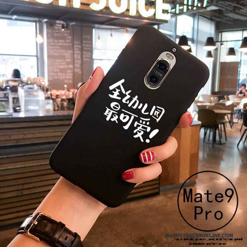 Hülle Huawei Mate 9 Pro Weiche Liebhaber Schwarz, Case Huawei Mate 9 Pro Schutz Trend Weiß