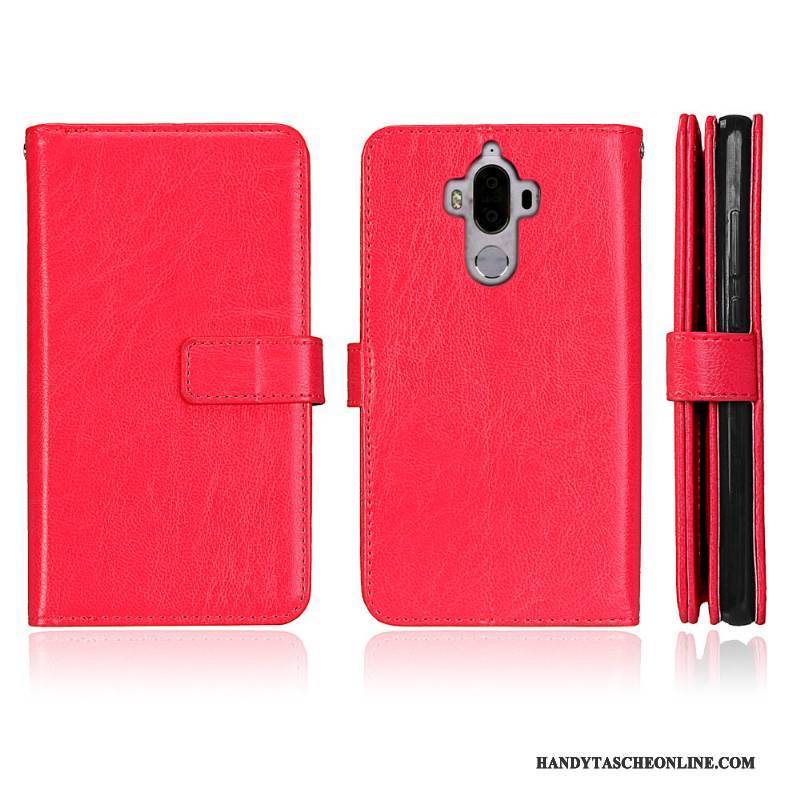 Hülle Huawei Mate 9 Schutz Anti-sturz Handyhüllen, Case Huawei Mate 9 Taschen Karte Rot