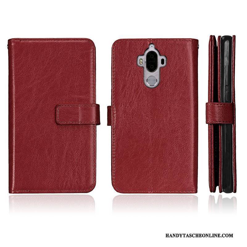 Hülle Huawei Mate 9 Schutz Anti-sturz Handyhüllen, Case Huawei Mate 9 Taschen Karte Rot