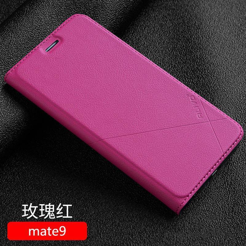 Hülle Huawei Mate 9 Schutz Handyhüllen Rosa, Case Huawei Mate 9 Lederhülle Anti-sturz