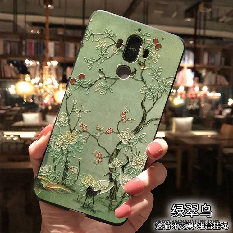 Hülle Huawei Mate 9 Silikon Handyhüllen Gelb, Case Huawei Mate 9 Hängende Verzierungen Chinesische Art