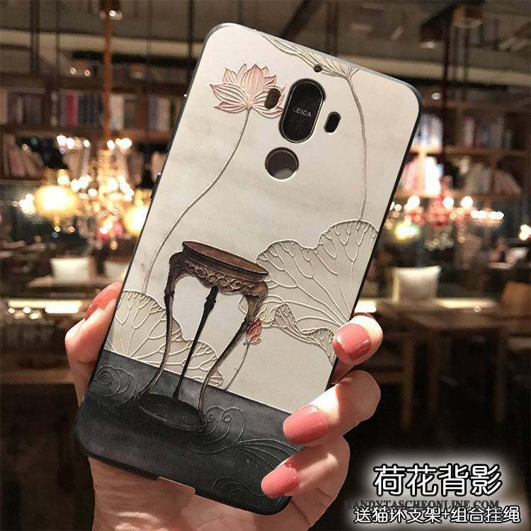 Hülle Huawei Mate 9 Silikon Handyhüllen Gelb, Case Huawei Mate 9 Hängende Verzierungen Chinesische Art