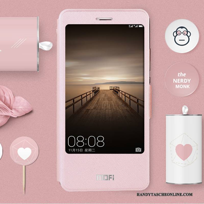 Hülle Huawei Mate 9 Taschen Hängende Verzierungen Anti-sturz, Case Huawei Mate 9 Folio Rosa Handyhüllen