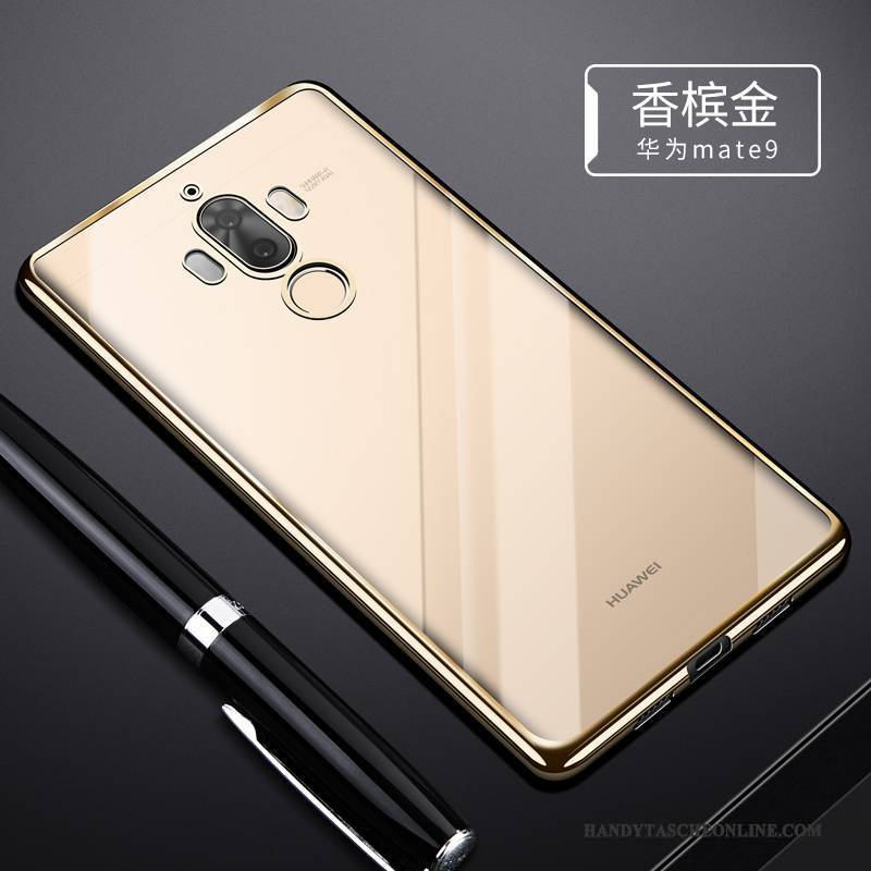 Hülle Huawei Mate 9 Weiche Handyhüllen Transparent, Case Huawei Mate 9 Silikon Gold Schlank