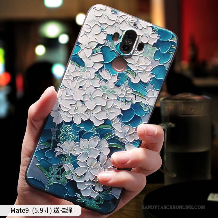 Hülle Huawei Mate 9 Weiche Hellblau Persönlichkeit, Case Huawei Mate 9 Taschen Anti-sturz Chinesische Art