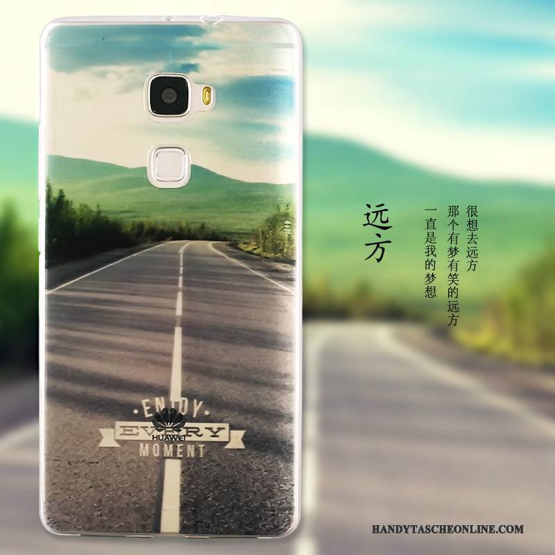 Hülle Huawei Mate S Schutz Landschaft Blau, Case Huawei Mate S Karikatur Handyhüllen