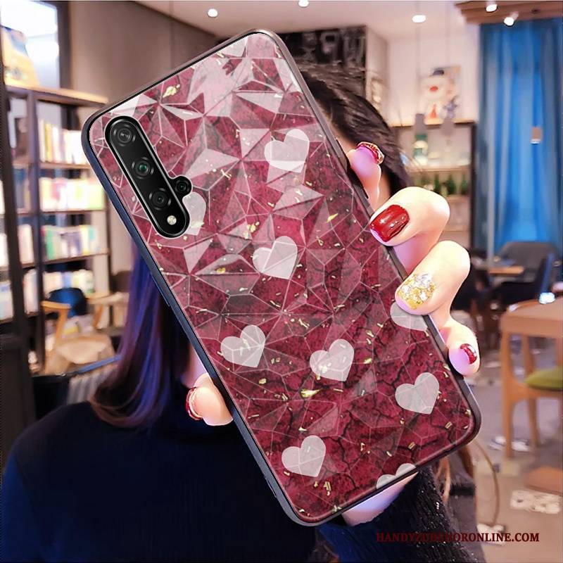 Hülle Huawei Nova 5t Diamantform Schwarz, Case Huawei Nova 5t Netto Rot Trendmarke