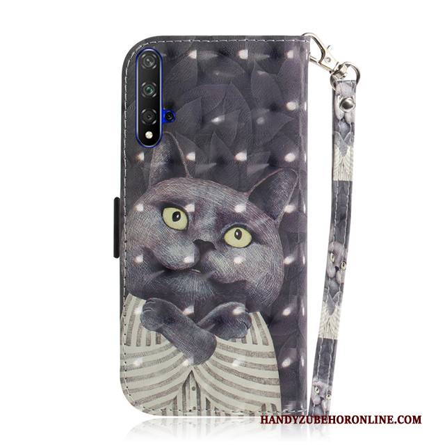 Hülle Huawei Nova 5t Folio Handyhüllen Grün, Case Huawei Nova 5t Karikatur Nette Anti-sturz