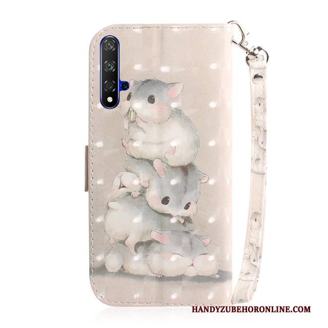 Hülle Huawei Nova 5t Folio Handyhüllen Grün, Case Huawei Nova 5t Karikatur Nette Anti-sturz