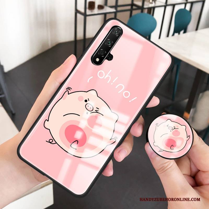 Hülle Huawei Nova 5t Karikatur Netto Rot Weiß, Case Huawei Nova 5t Kreativ Glas Trendmarke