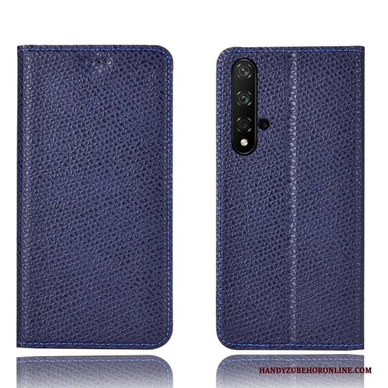 Hülle Huawei Nova 5t Leder Muster Rot, Case Huawei Nova 5t Schutz Mesh Handyhüllen