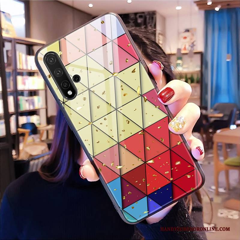 Hülle Huawei Nova 5t Mode Persönlichkeit Netto Rot, Case Huawei Nova 5t Taschen Glas Handyhüllen