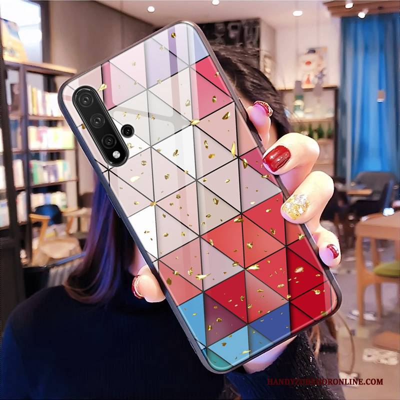 Hülle Huawei Nova 5t Mode Persönlichkeit Netto Rot, Case Huawei Nova 5t Taschen Glas Handyhüllen