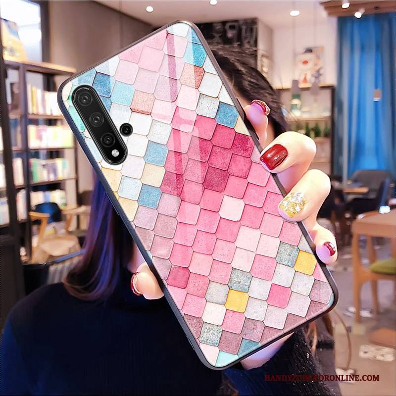 Hülle Huawei Nova 5t Mode Persönlichkeit Netto Rot, Case Huawei Nova 5t Taschen Glas Handyhüllen