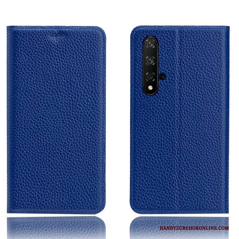 Hülle Huawei Nova 5t Schutz Litchi Muster, Case Huawei Nova 5t Taschen Handyhüllen Schwarz