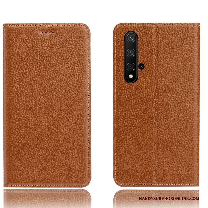 Hülle Huawei Nova 5t Schutz Litchi Muster, Case Huawei Nova 5t Taschen Handyhüllen Schwarz