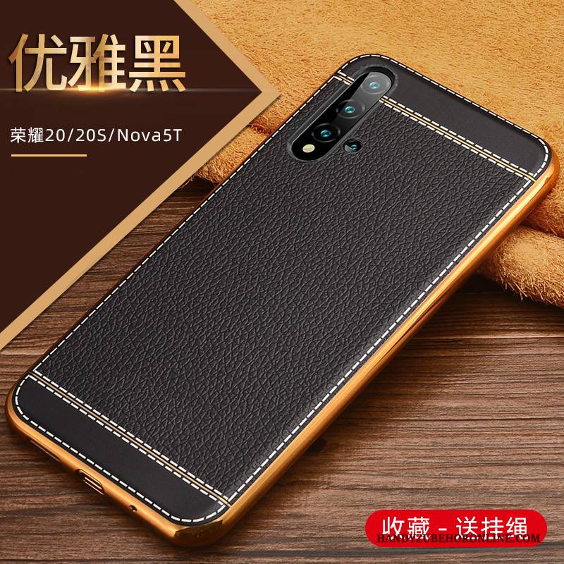 Hülle Huawei Nova 5t Silikon Muster Dünne, Case Huawei Nova 5t Leder Schwarz Anti-sturz