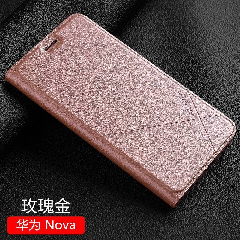 Hülle Huawei Nova Lederhülle Anti-sturz Handyhüllen, Case Huawei Nova Schutz Schwarz Jugend