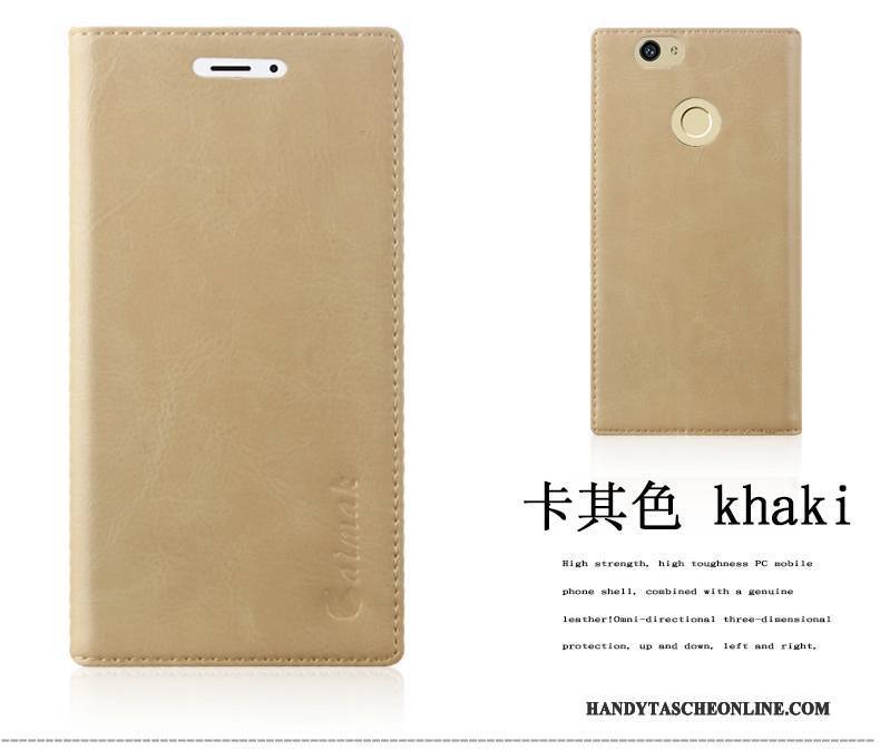 Hülle Huawei Nova Lederhülle Gold Handyhüllen, Case Huawei Nova Schutz