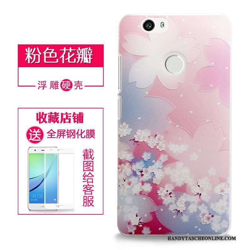 Hülle Huawei Nova Prägung Handyhüllen Rosa, Case Huawei Nova Schutz Lila Schwer