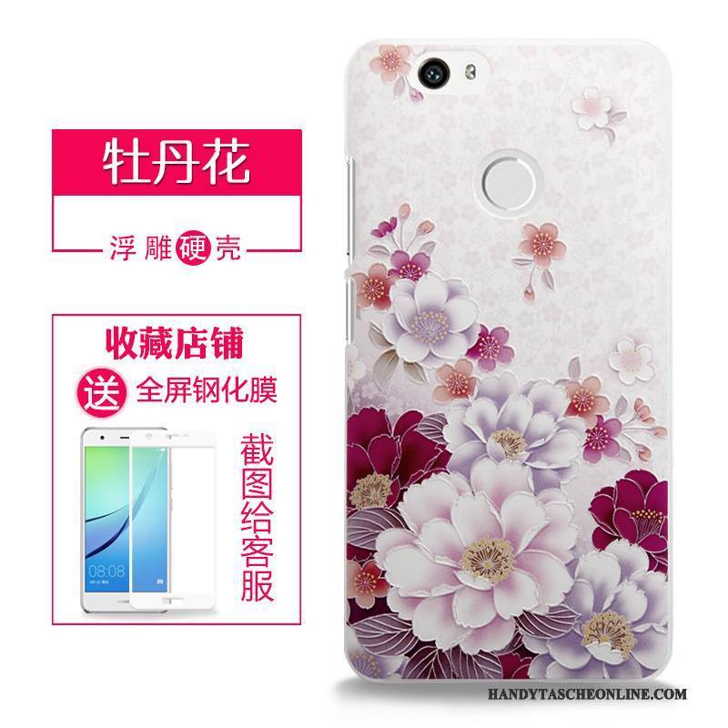 Hülle Huawei Nova Prägung Handyhüllen Rosa, Case Huawei Nova Schutz Lila Schwer