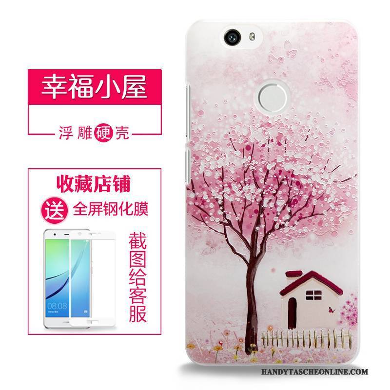 Hülle Huawei Nova Prägung Handyhüllen Rosa, Case Huawei Nova Schutz Lila Schwer