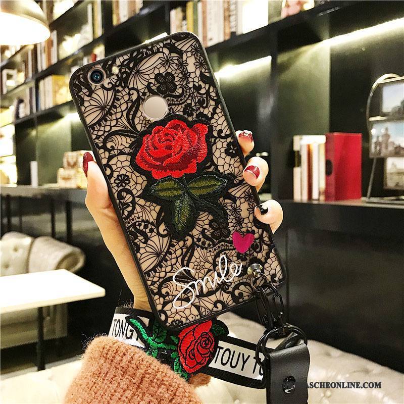 Hülle Huawei Nova Silikon Schwarz Blumen, Case Huawei Nova Schutz Handyhüllen Trend