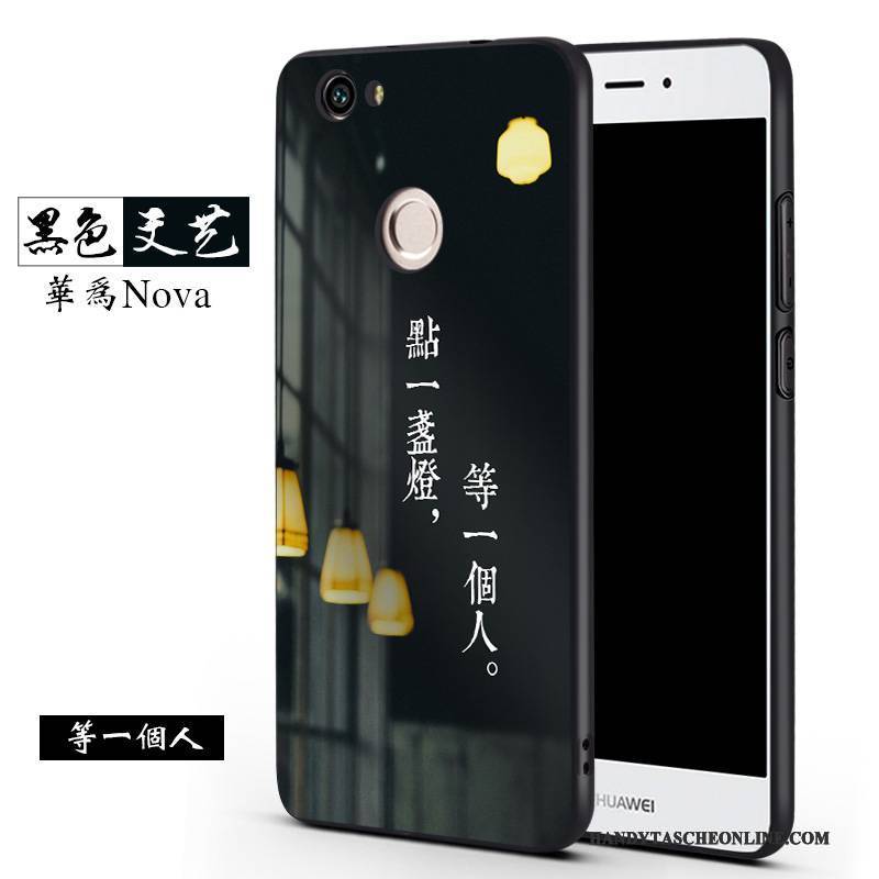 Hülle Huawei Nova Weiche Trend Nubuck, Case Huawei Nova Silikon Schwarz Anti-sturz