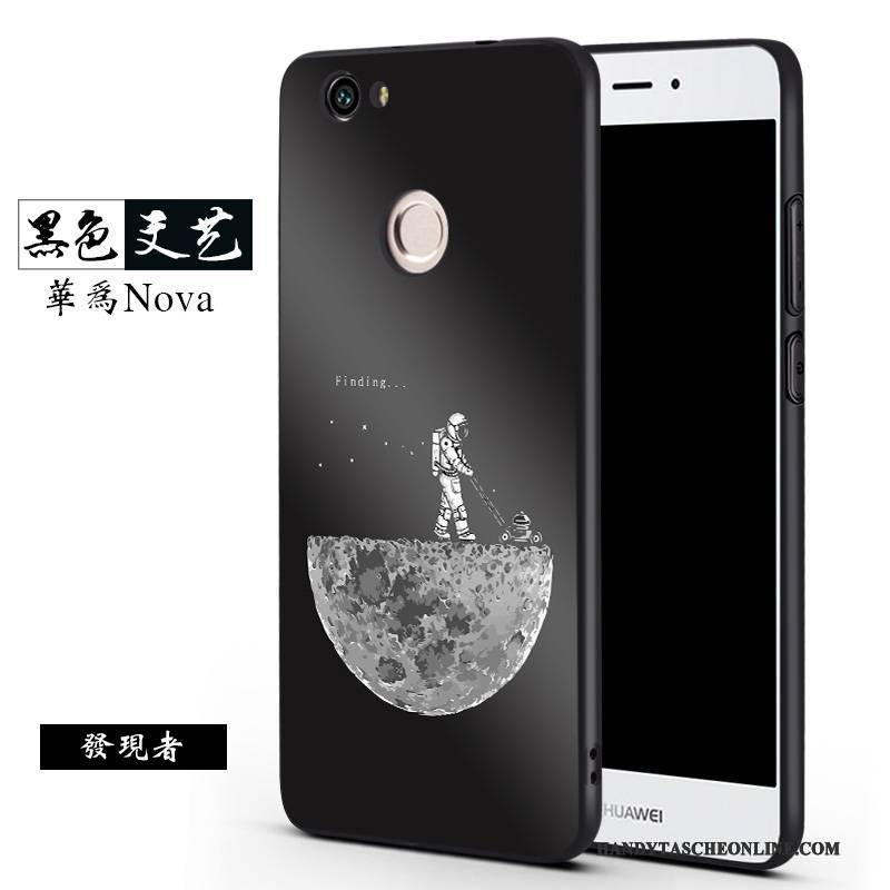 Hülle Huawei Nova Weiche Trend Nubuck, Case Huawei Nova Silikon Schwarz Anti-sturz