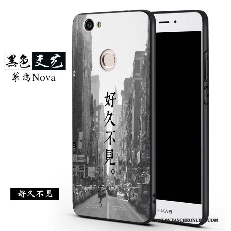 Hülle Huawei Nova Weiche Trend Nubuck, Case Huawei Nova Silikon Schwarz Anti-sturz