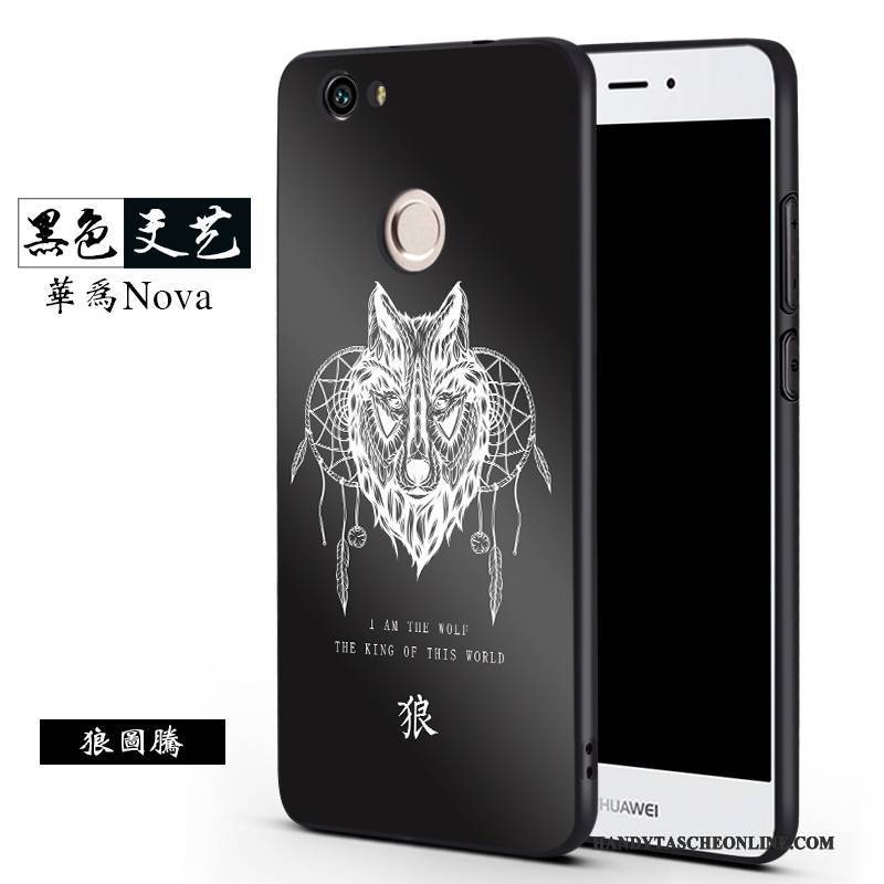 Hülle Huawei Nova Weiche Trend Nubuck, Case Huawei Nova Silikon Schwarz Anti-sturz