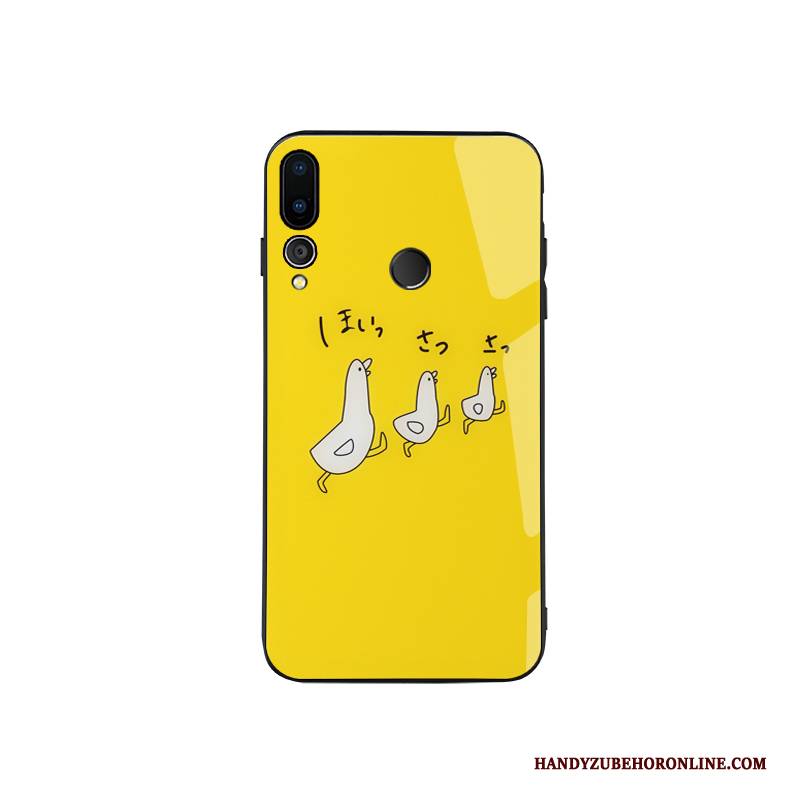 Hülle Huawei P Smart+ 2019 Kreativ Katzen Gelb, Case Huawei P Smart+ 2019 Karikatur Kunst Mini