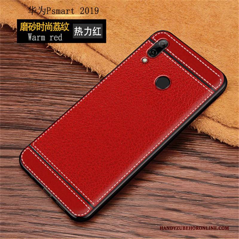 Hülle Huawei P Smart 2019 Leder Rot Anti-sturz, Case Huawei P Smart 2019 Weiche Trend Muster