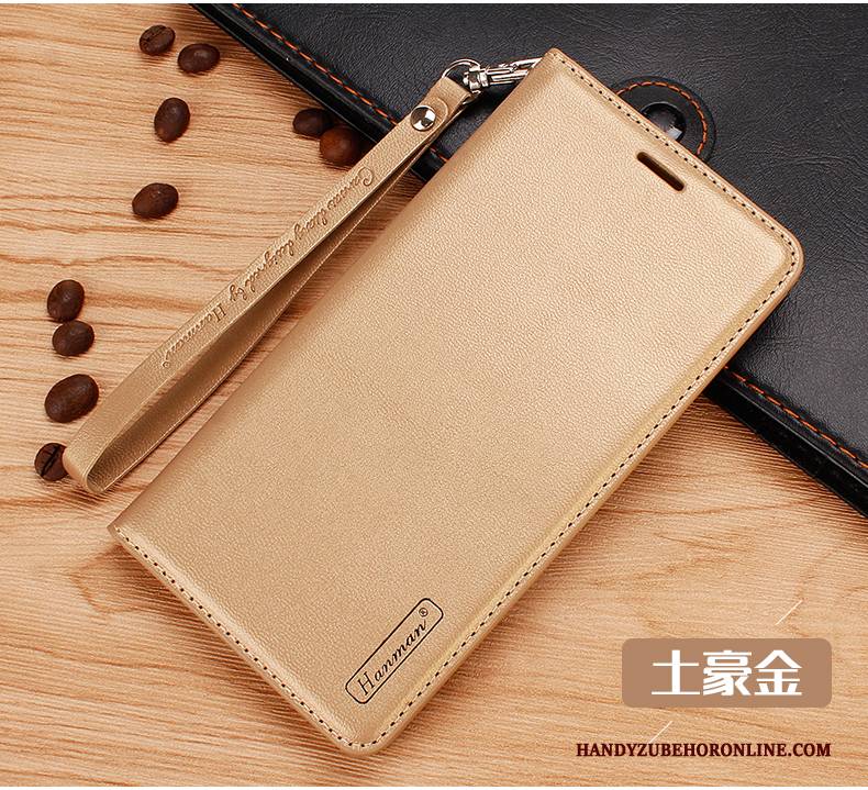 Hülle Huawei P Smart 2019 Lederhülle Karte Gold, Case Huawei P Smart 2019 Folio Handyhüllen Hängende Verzierungen