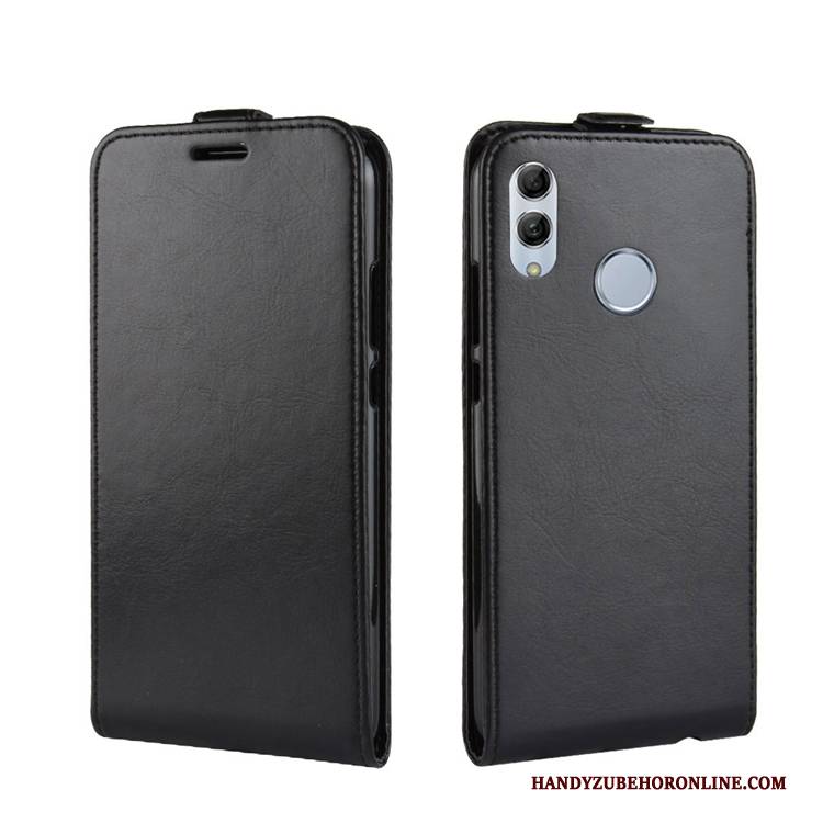 Hülle Huawei P Smart 2019 Lederhülle Muster Schwarz, Case Huawei P Smart 2019 Folio Handyhüllen Karte