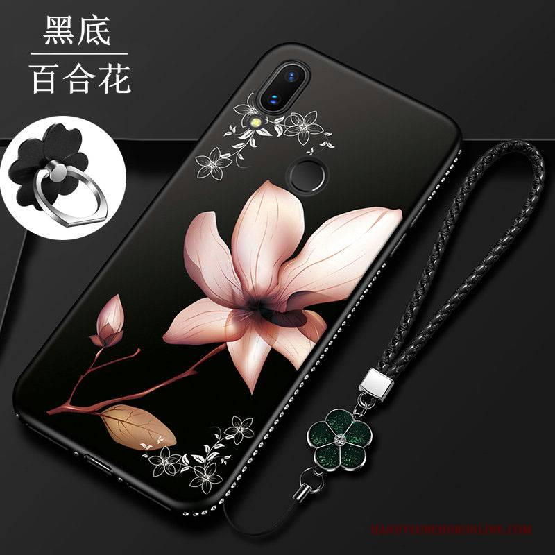 Hülle Huawei P Smart 2019 Taschen Rot Handyhüllen, Case Huawei P Smart 2019 Schutz Blumen Nubuck