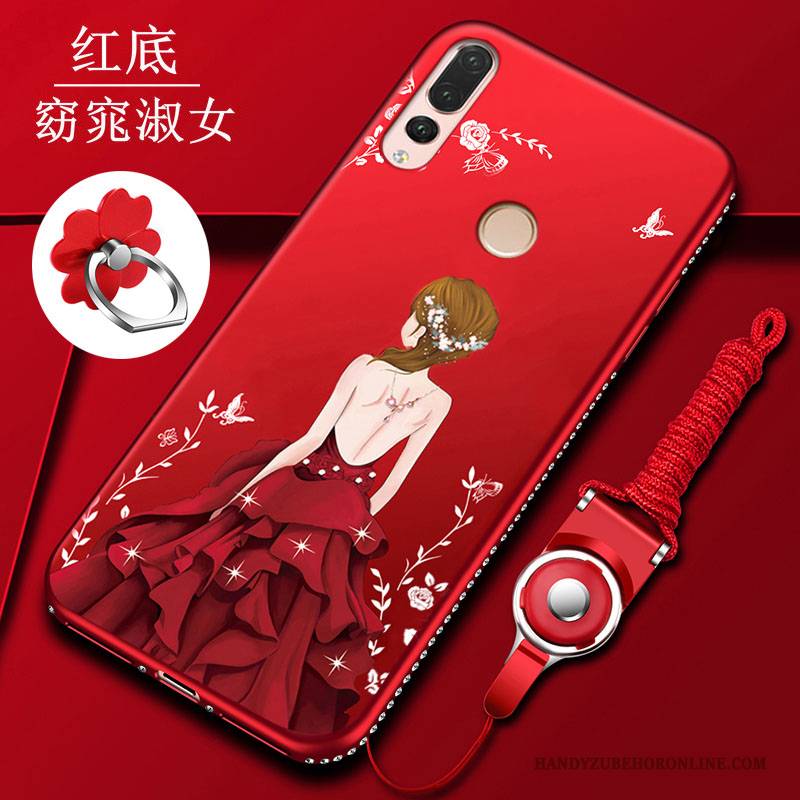 Hülle Huawei P Smart+ 2019 Taschen Rot Handyhüllen, Case Huawei P Smart+ 2019 Weiche Anti-sturz