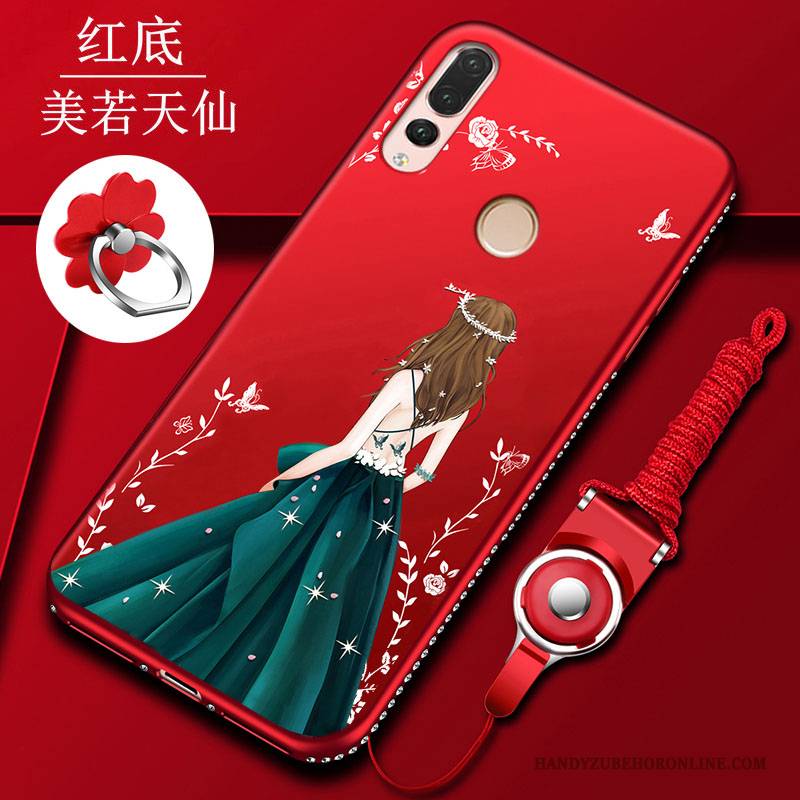 Hülle Huawei P Smart+ 2019 Taschen Rot Handyhüllen, Case Huawei P Smart+ 2019 Weiche Anti-sturz