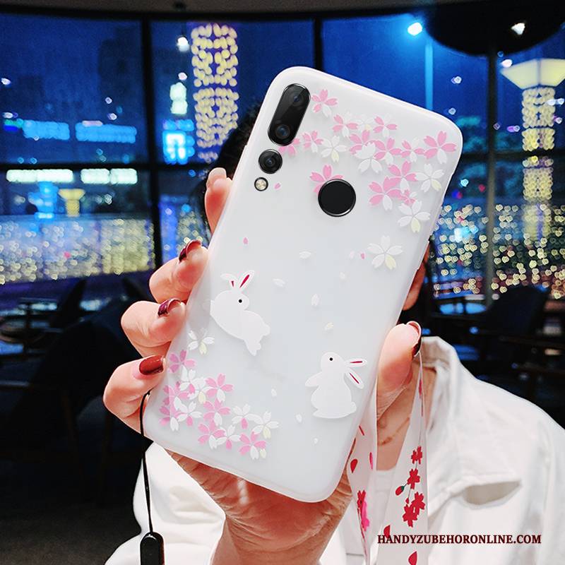 Hülle Huawei P Smart+ 2019 Weiche Weiß Handyhüllen, Case Huawei P Smart+ 2019 Sakura Anti-sturz