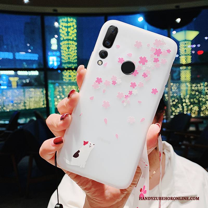 Hülle Huawei P Smart+ 2019 Weiche Weiß Handyhüllen, Case Huawei P Smart+ 2019 Sakura Anti-sturz