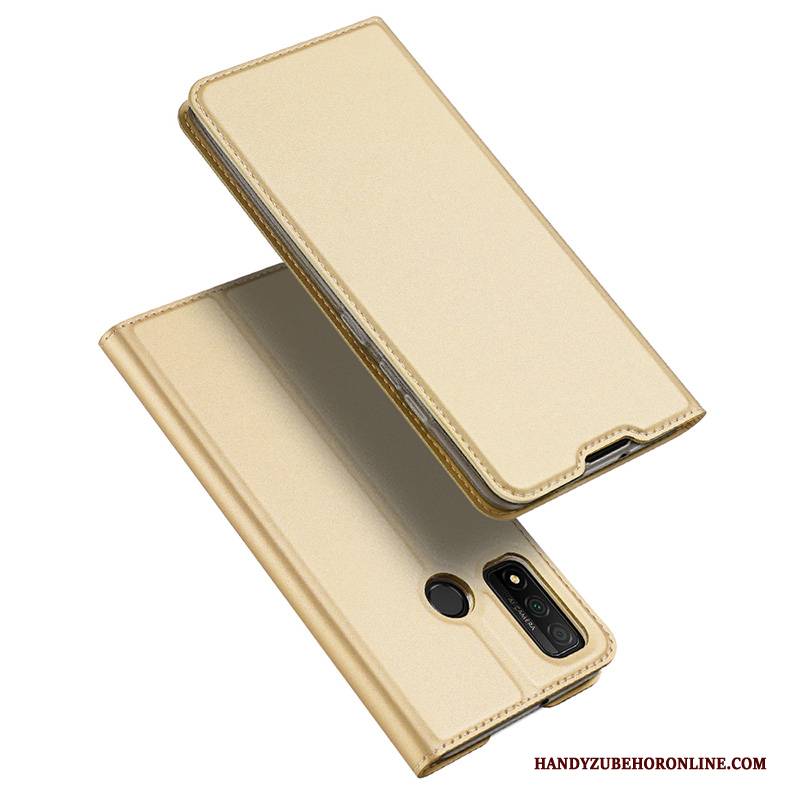 Hülle Huawei P Smart 2020 Lederhülle Gold Karte, Case Huawei P Smart 2020 Folio Schlank Handyhüllen